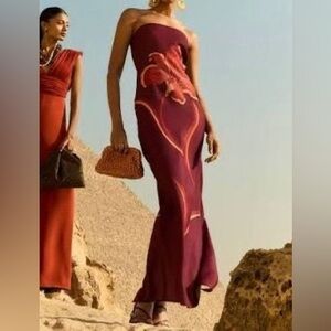 Lady Pipa Strapless Salma Dress in Burgundy size L NWT